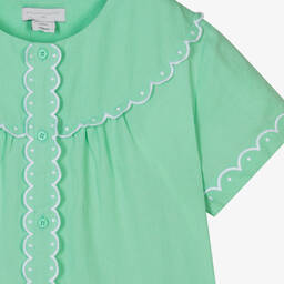 Stella McCartney Kids-Зеленое платье из хлопка и льна для подростков | Childrensalon Outlet