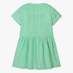 Stella McCartney Kids-Зеленое платье из хлопка и льна для подростков | Childrensalon Outlet
