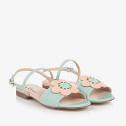Stella McCartney Kids-Teen Girls Green & Pink Flower Sandals | Childrensalon Outlet