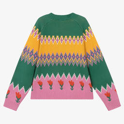 Stella McCartney Kids-Teen Girls Green & Pink Tulip Sweater | Childrensalon Outlet