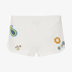 Stella McCartney Kids-شورت تينز بناتي قطن عضوي مطرز لون عاجي | Childrensalon Outlet