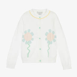 Stella McCartney Kids-Teen Girls Ivory Floral Cotton Cardigan | Childrensalon Outlet
