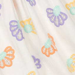 Stella McCartney Kids-فستان بطبعة ورود كتان لون عاجي | Childrensalon Outlet