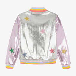 Stella McCartney Kids-Teen Girls Metallic Silver Bomber Jacket | Childrensalon Outlet