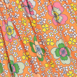 Stella McCartney Kids-Оранжевое хлопковое платье с цветами | Childrensalon Outlet