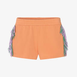 Stella McCartney Kids-Teen Girls Orange Cotton Fringed Shorts | Childrensalon Outlet