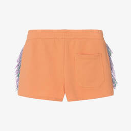 Stella McCartney Kids-Teen Girls Orange Cotton Fringed Shorts | Childrensalon Outlet