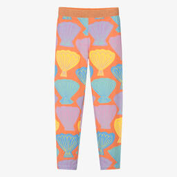 Stella McCartney Kids-Teen Girls Orange Shell Print Leggings | Childrensalon Outlet