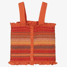 Stella McCartney Kids-Teen Girls Orange Shirred Top | Childrensalon Outlet