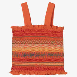 Stella McCartney Kids-Teen Girls Orange Shirred Top | Childrensalon Outlet
