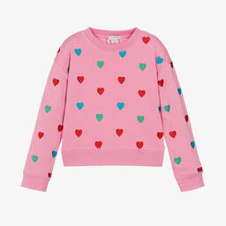Stella McCartney Kids-Teen Girls Pink Cotton Hearts Sweatshirt | Childrensalon Outlet