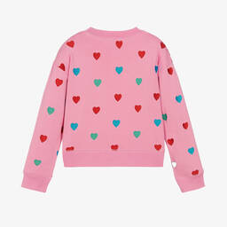 Stella McCartney Kids-Teen Girls Pink Cotton Hearts Sweatshirt | Childrensalon Outlet
