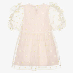 Stella McCartney Kids-Розовое платье из органзы с ромашками | Childrensalon Outlet