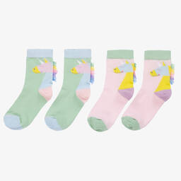 Stella McCartney Kids-Teen Girls Pink & Green Socks (2 Pack) | Childrensalon Outlet