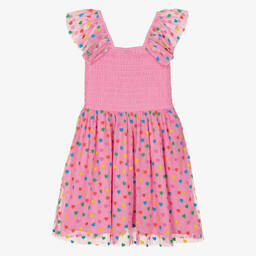 Stella McCartney Kids-Teen Girls Pink Tulle Heart Print Dress | Childrensalon Outlet