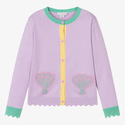 Stella McCartney Kids-كارديغان تينز بناتي قطن عضوي محبوك لون بنفسجي | Childrensalon Outlet
