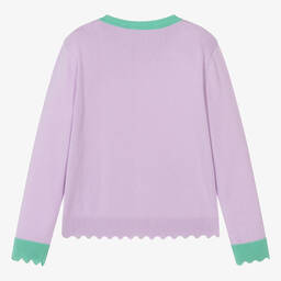 Stella McCartney Kids-كارديغان تينز بناتي قطن عضوي محبوك لون بنفسجي | Childrensalon Outlet