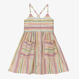 Stella McCartney Kids-Teen Girls Rainbow Striped Cotton Dress | Childrensalon Outlet