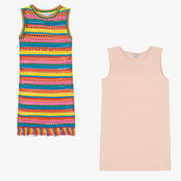 Stella McCartney Kids-Teen Girls Rainbow Striped Crochet Dress | Childrensalon Outlet