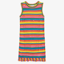 Stella McCartney Kids-Teen Girls Rainbow Striped Crochet Dress | Childrensalon Outlet