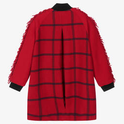 Stella McCartney Kids-Teen Girls Red Check Coat | Childrensalon Outlet