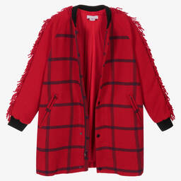 Stella McCartney Kids-Teen Girls Red Check Coat | Childrensalon Outlet
