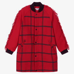 Stella McCartney Kids-Teen Girls Red Check Coat | Childrensalon Outlet