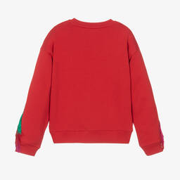 Stella McCartney Kids-Teen Girls Red Fringed Cotton Sweatshirt | Childrensalon Outlet