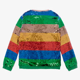 Stella McCartney Kids-Teen Girls Striped Sequin Cotton Sweatshirt | Childrensalon Outlet