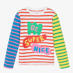 Stella McCartney Kids-Teen Girls Striped Slogan Top | Childrensalon Outlet