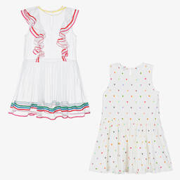 Stella McCartney Kids-Белое платье 2-в-1 из джерси и тюля | Childrensalon Outlet