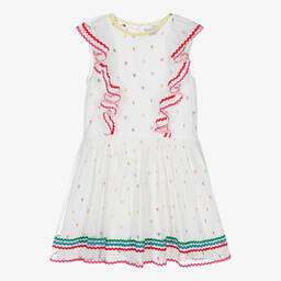 Stella McCartney Kids-Белое платье 2-в-1 из джерси и тюля | Childrensalon Outlet
