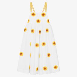 Stella McCartney Kids-Белое хлопковое платье для девочек-подростков | Childrensalon Outlet