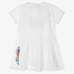 Stella McCartney Kids-فستان تينز بناتي قطن وكتان لون أبيض | Childrensalon Outlet
