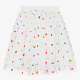 Stella McCartney Kids-Teen Girls White Embroidered Tulle Skirt | Childrensalon Outlet