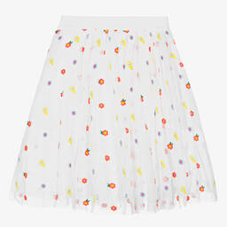 Stella McCartney Kids-Teen Girls White Embroidered Tulle Skirt | Childrensalon Outlet