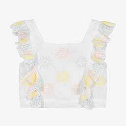 Stella McCartney Kids-Белый топ с вышитыми цветами | Childrensalon Outlet