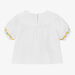Stella McCartney Kids-Teen Girls White Linen Sunflower Blouse | Childrensalon Outlet