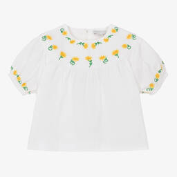 Stella McCartney Kids-Teen Girls White Linen Sunflower Blouse | Childrensalon Outlet