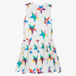 Stella McCartney Kids-فستان تينز بناتي تانسيل تويل لون أبيض | Childrensalon Outlet