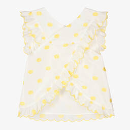 Stella McCartney Kids-Teen Girls White & Yellow Dots Blouse | Childrensalon Outlet