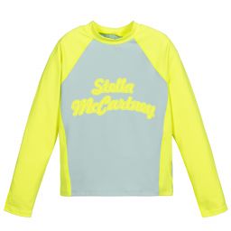 Stella McCartney Kids-Серо-желтый спортивный топ для подростков | Childrensalon Outlet