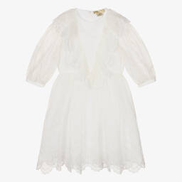 Stella McCartney Kids-Teen Ivory Broderie Silk Dress | Childrensalon Outlet