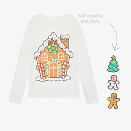 Stella McCartney Kids-Teen Ivory Cotton Gingerbread House Top | Childrensalon Outlet