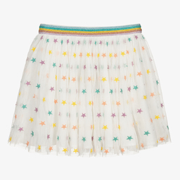 Stella McCartney Kids-Кремовая юбка из тюля со звездами | Childrensalon Outlet