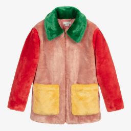 Stella McCartney Kids-Teen Pink Faux Fur Coat | Childrensalon Outlet