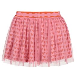 Stella McCartney Kids-Розовая юбка из тюля с сердечками для подростков | Childrensalon Outlet