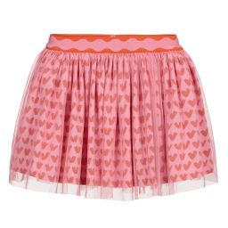 Stella McCartney Kids-Розовая юбка из тюля с сердечками для подростков | Childrensalon Outlet