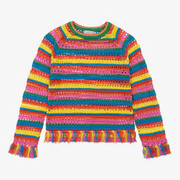 Stella McCartney Kids-Teen Red Rainbow Stripe Knit Sweater | Childrensalon Outlet