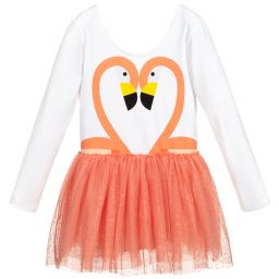 Stella McCartney Kids-فستان جيرسي وتول لون أبيض وزهري | Childrensalon Outlet